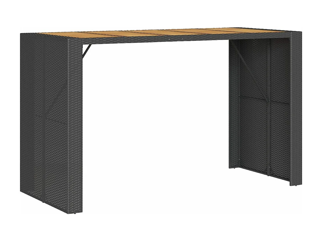 Table de jardin et dessus en bois d'acacia noir résine tressée FR395964