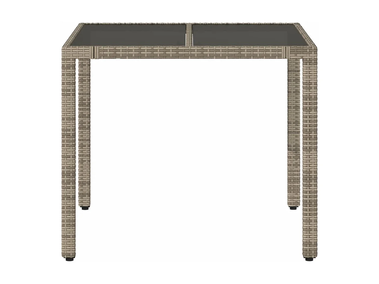 Mesa de jardín superficie de vidrio ratán PE gris 90x90x75 cm ES156986