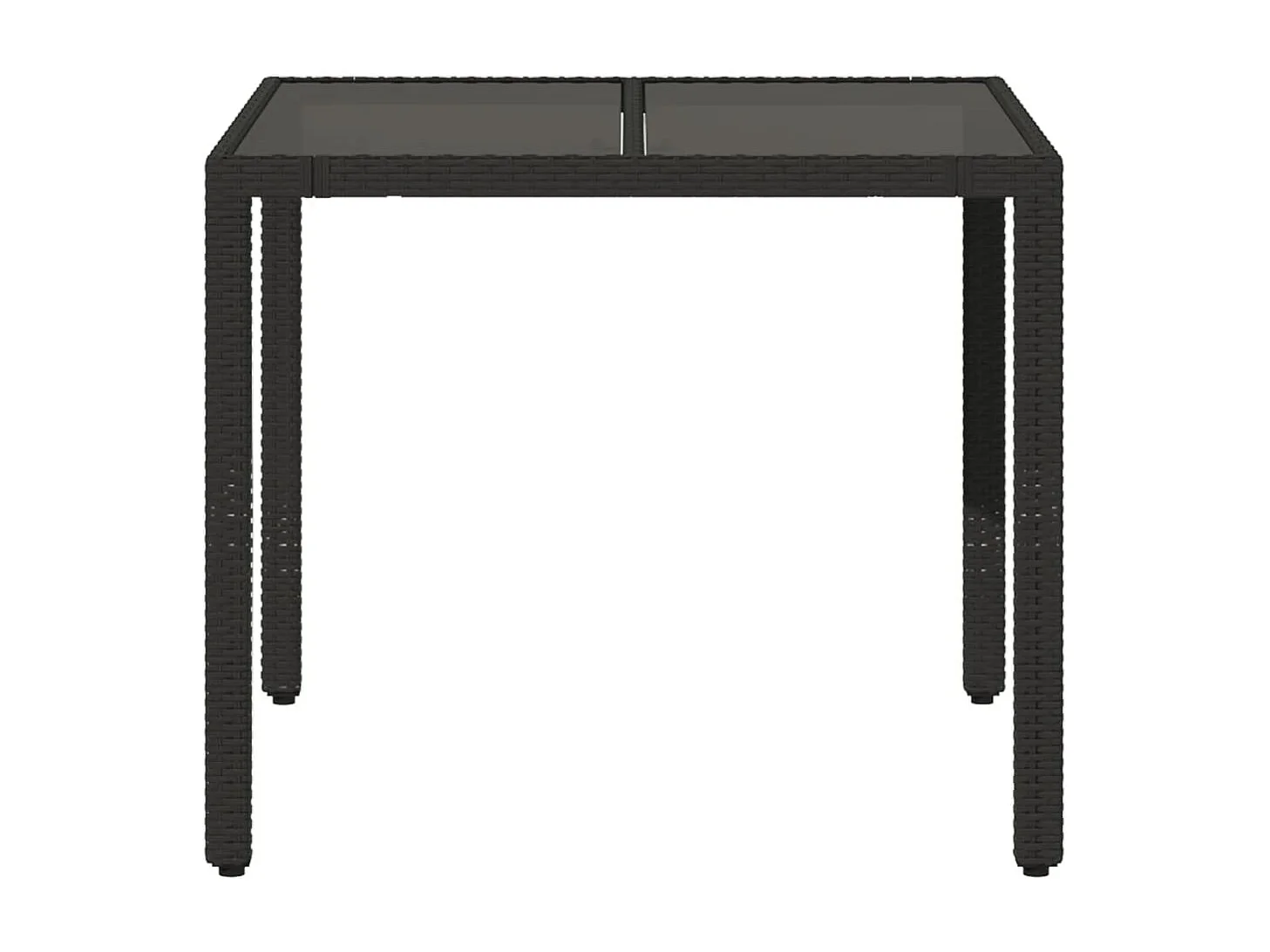 Table de jardin dessus en verre Noir 90x90x75 cm Résine tressée FR764425