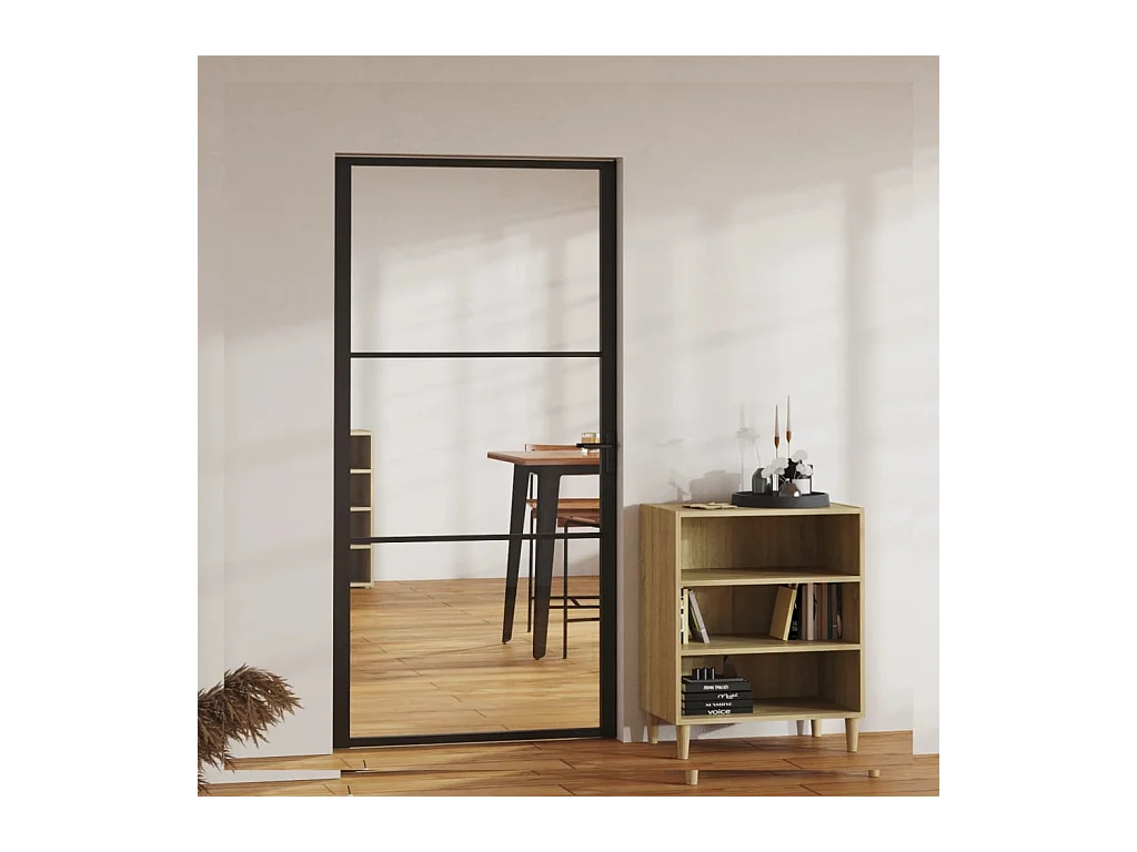 Porte intérieure Verre ESG et aluminium 102,5x201,5 cm Noir FR498008