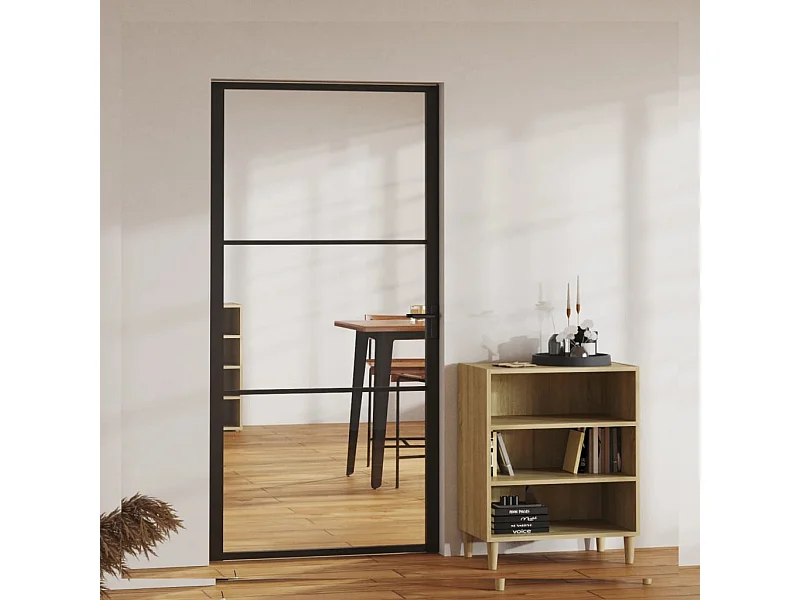 Puerta interior vidrio ESG y aluminio negro 102,5x201,5 cm ES625034
