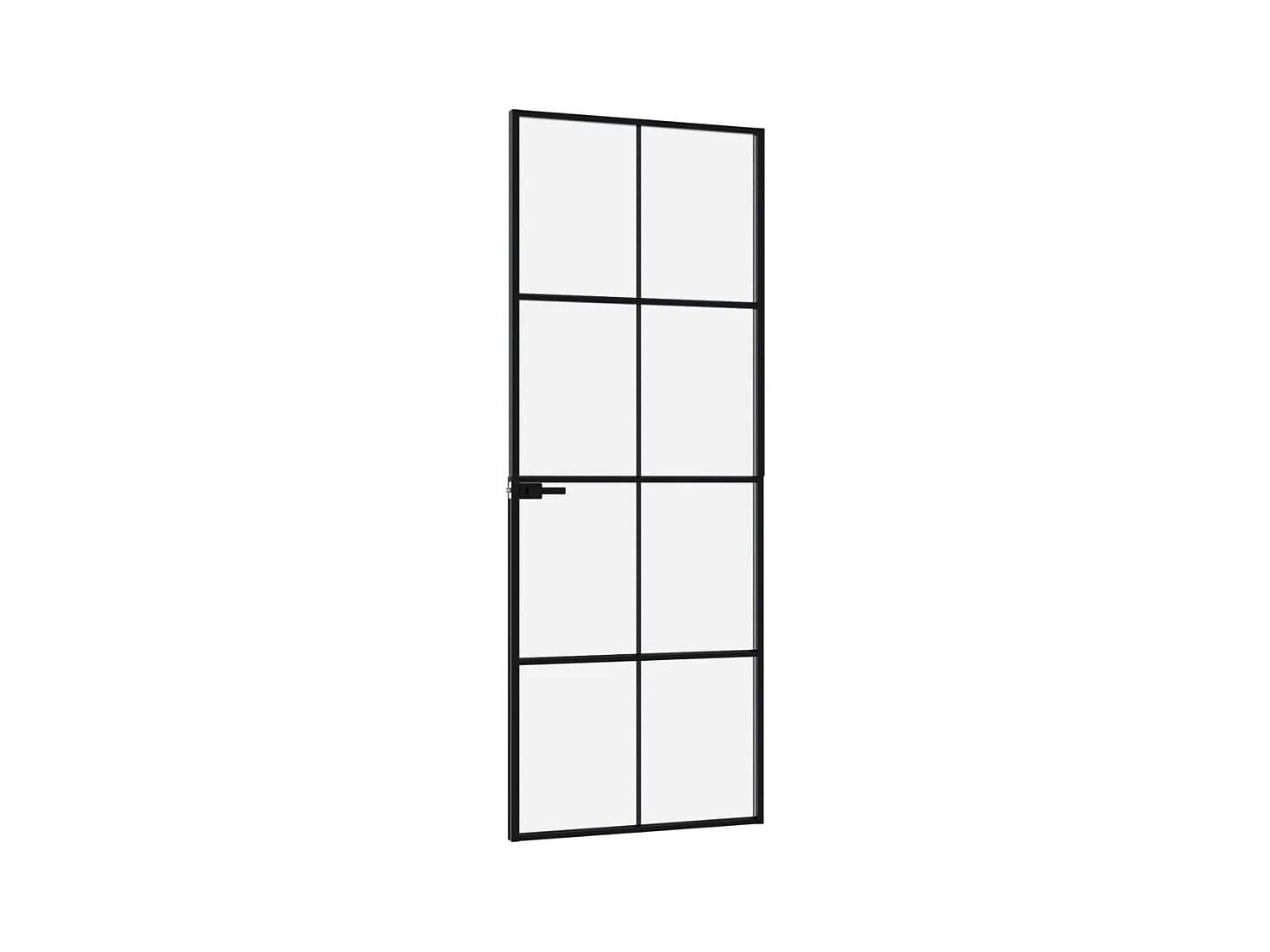 Binnendeur 76x201,5 cm gehard glas en aluminium smal zwart BE830761