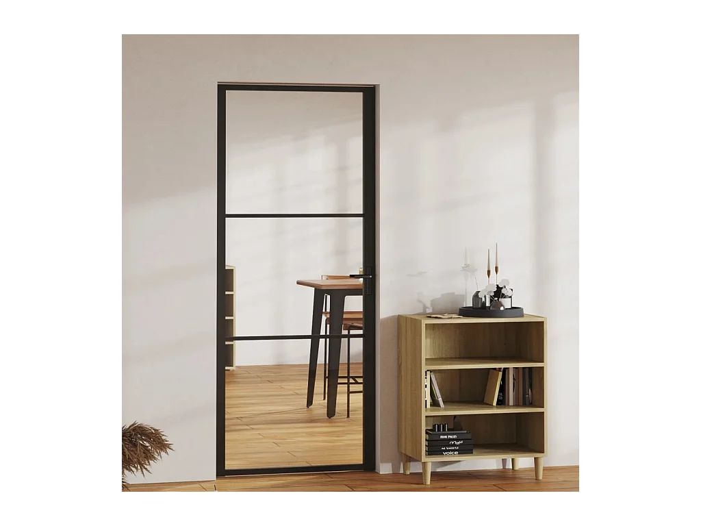 Porte intérieure Verre ESG et aluminium 83x201,5 cm Noir FR591586