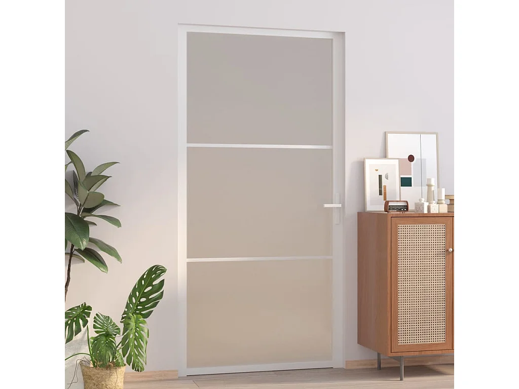 Puerta interior de vidrio y aluminio blanco mate 102,5x201,5 cm ES385917