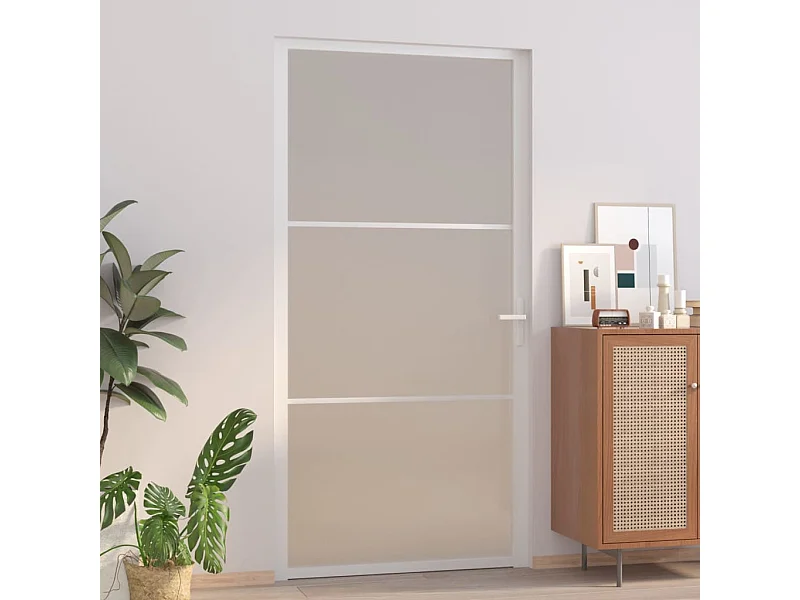 Puerta interior de vidrio y aluminio blanco mate 102,5x201,5 cm ES385917