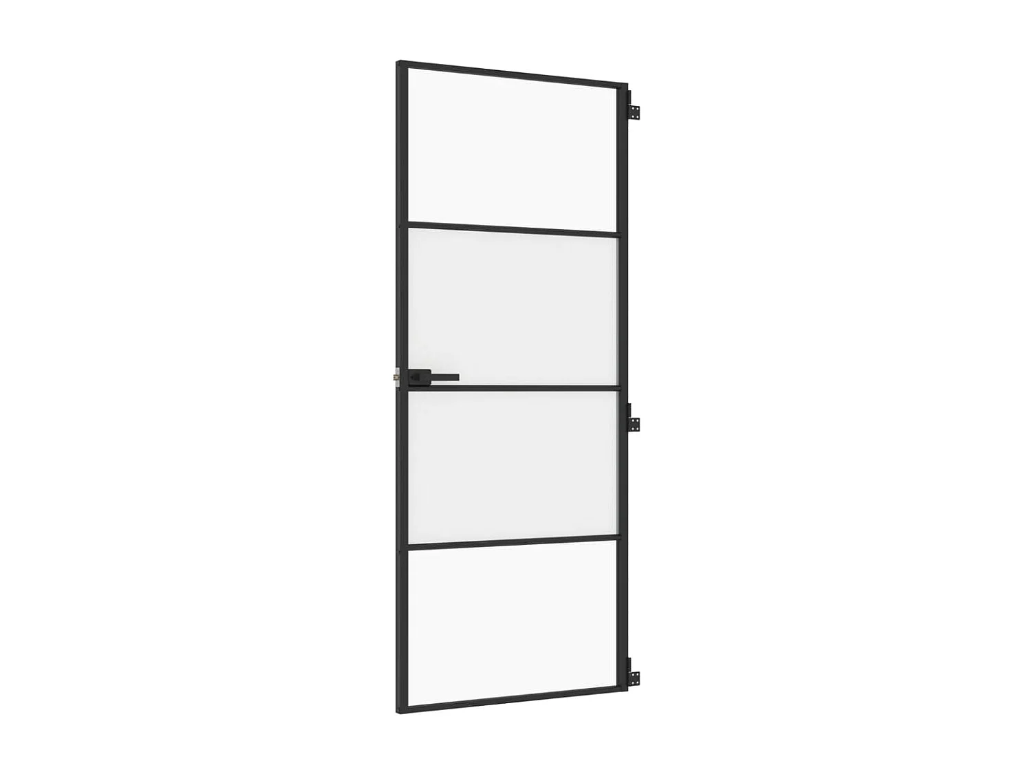 Porte intérieure mince noir 83x201,5 cm verre trempé aluminium FR918355