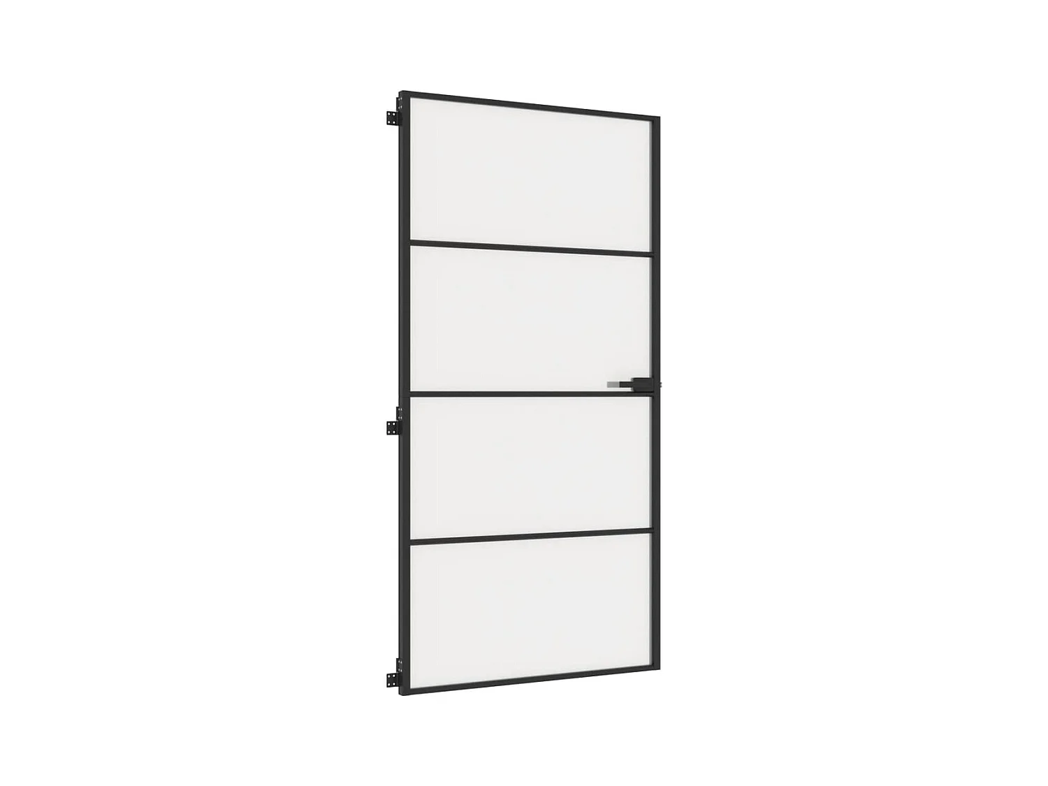 Binnendeur smal 102,5x201,5 cm gehard glas en aluminium zwart BE288743