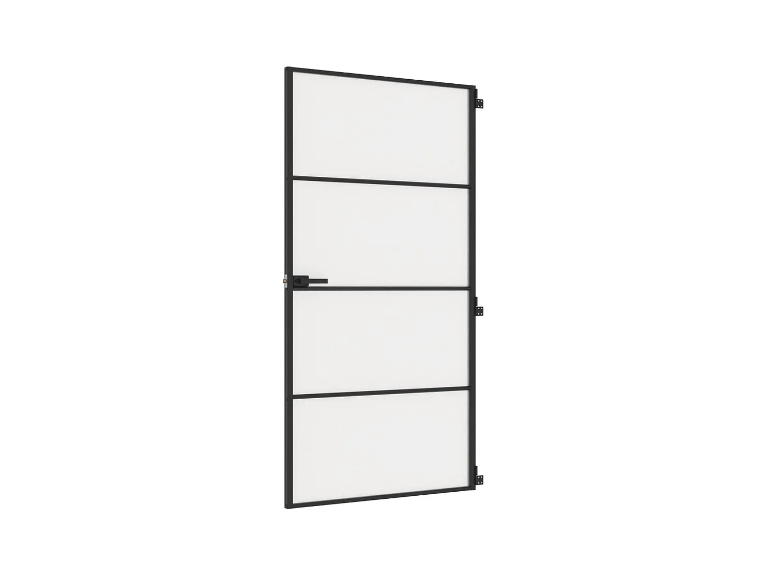 Binnendeur smal 102,5x201,5 cm gehard glas en aluminium zwart BE288743