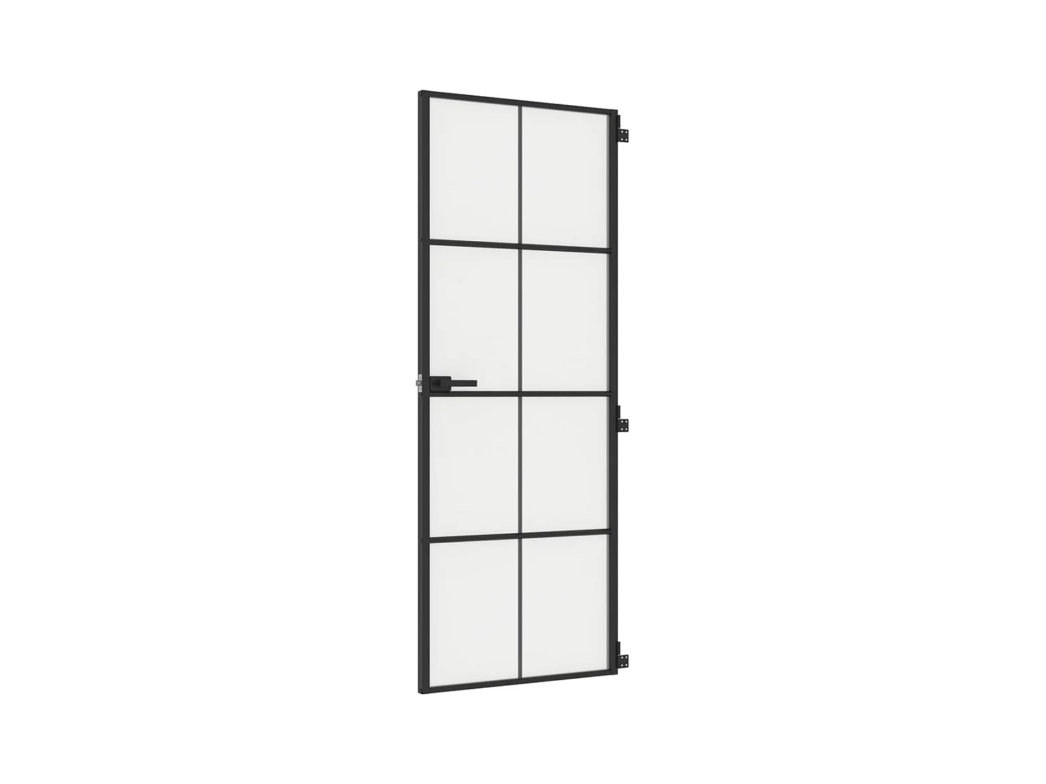 Binnendeur smal 76x201,5 cm gehard glas en aluminium zwart BE685472