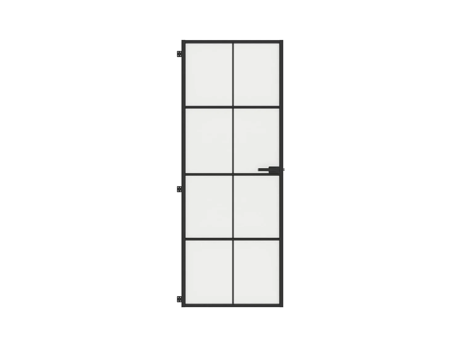 Binnendeur smal 76x201,5 cm gehard glas en aluminium zwart BE685472