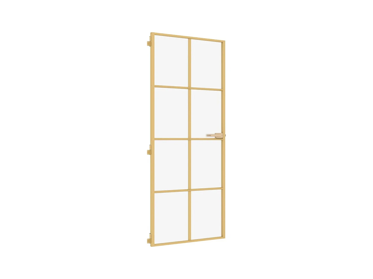 Binnendeur smal 93x201,5 cm gehard glas en aluminium goudkleur BE104032