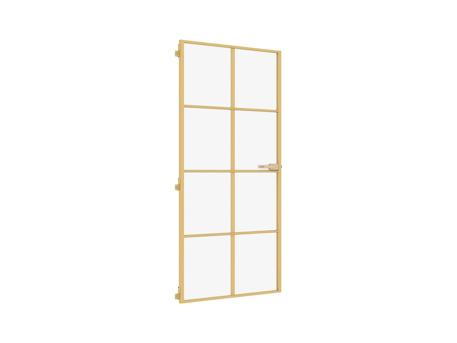 Binnendeur smal 93x201,5 cm gehard glas en aluminium goudkleur BE104032