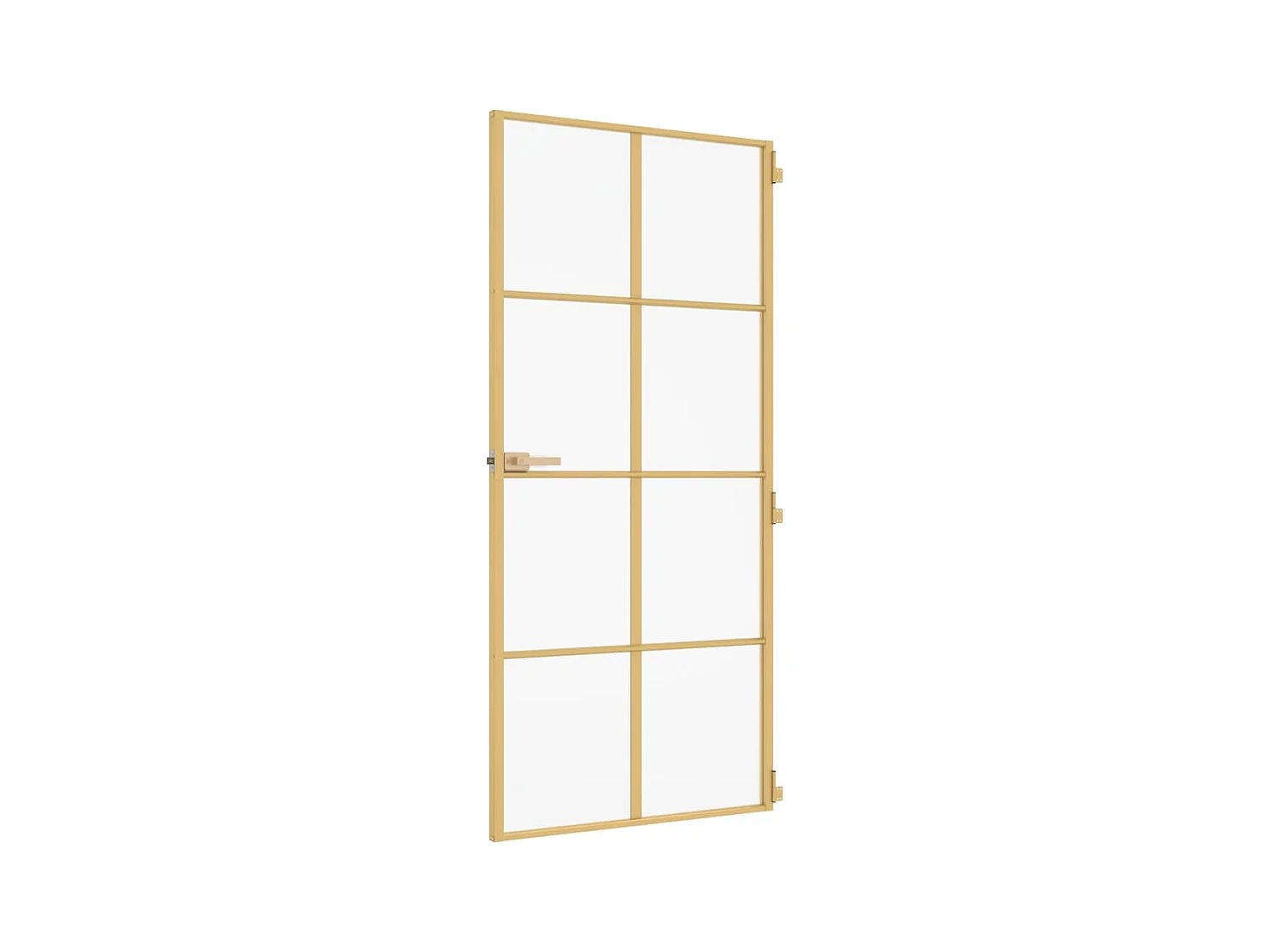 Binnendeur smal 93x201,5 cm gehard glas en aluminium goudkleur BE104032
