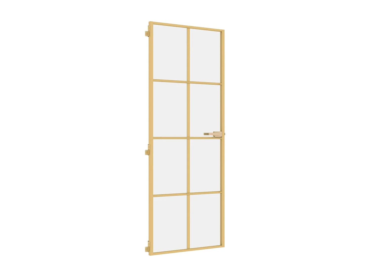 Binnendeur smal 76x201,5 cm gehard glas en aluminium goudkleur BE463606