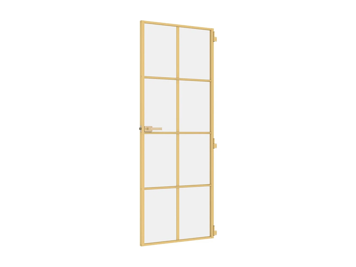 Binnendeur smal 76x201,5 cm gehard glas en aluminium goudkleur BE463606