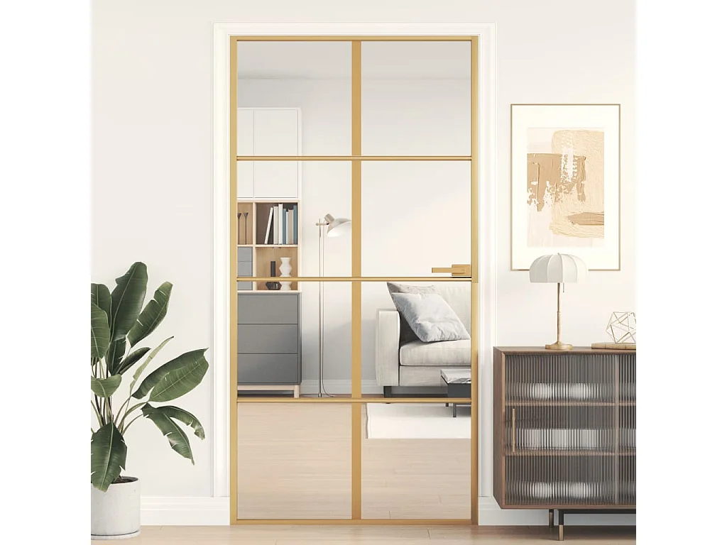 Porte intérieure mince doré verre trempé aluminium FR817131