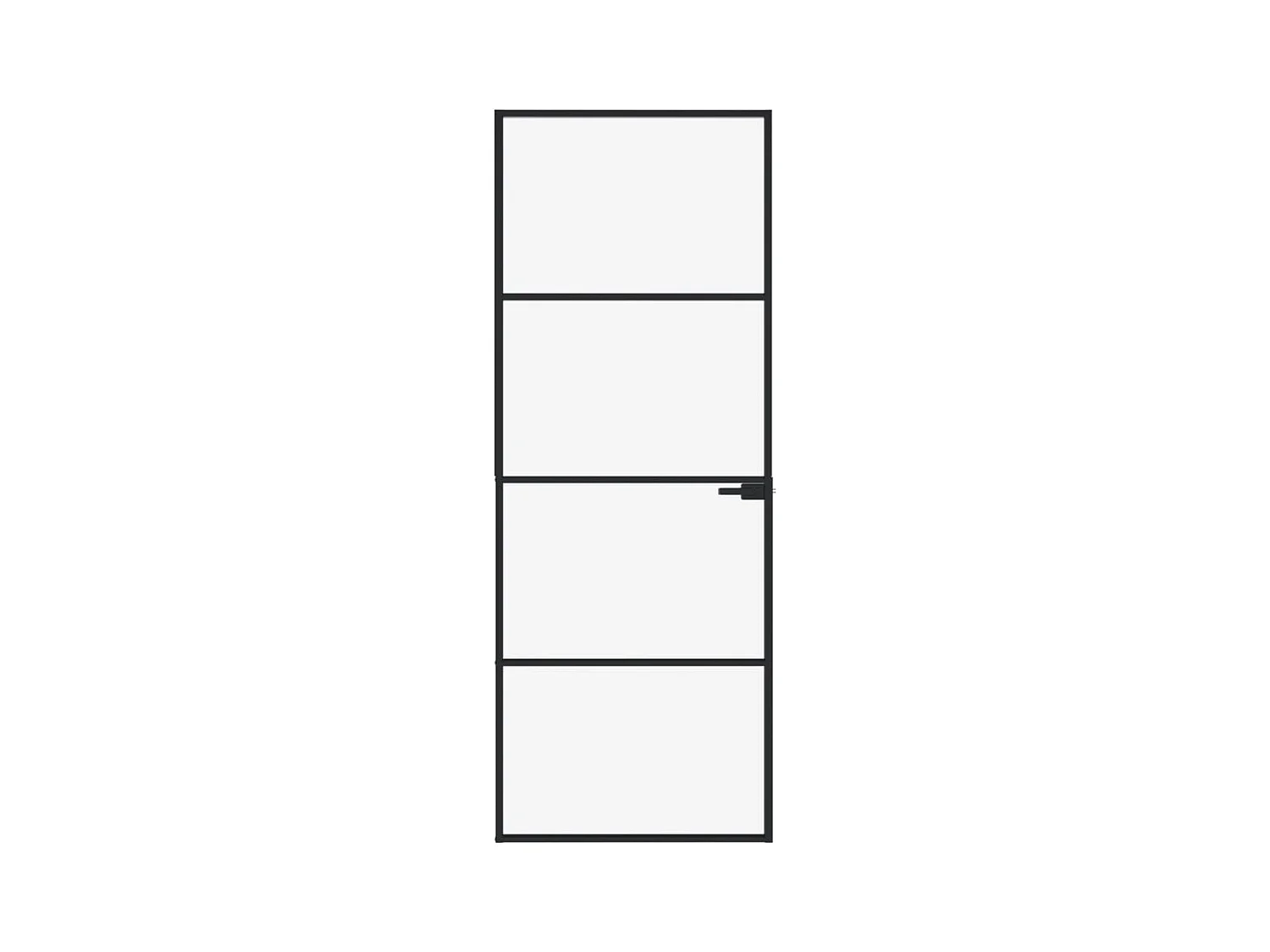 Binnendeur 76x201,5 cm gehard glas en aluminium smal zwart BE397557