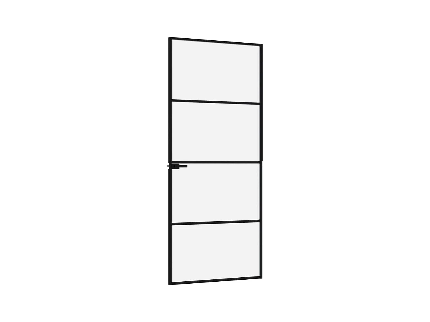 Binnendeur 76x201,5 cm gehard glas en aluminium smal zwart BE397557