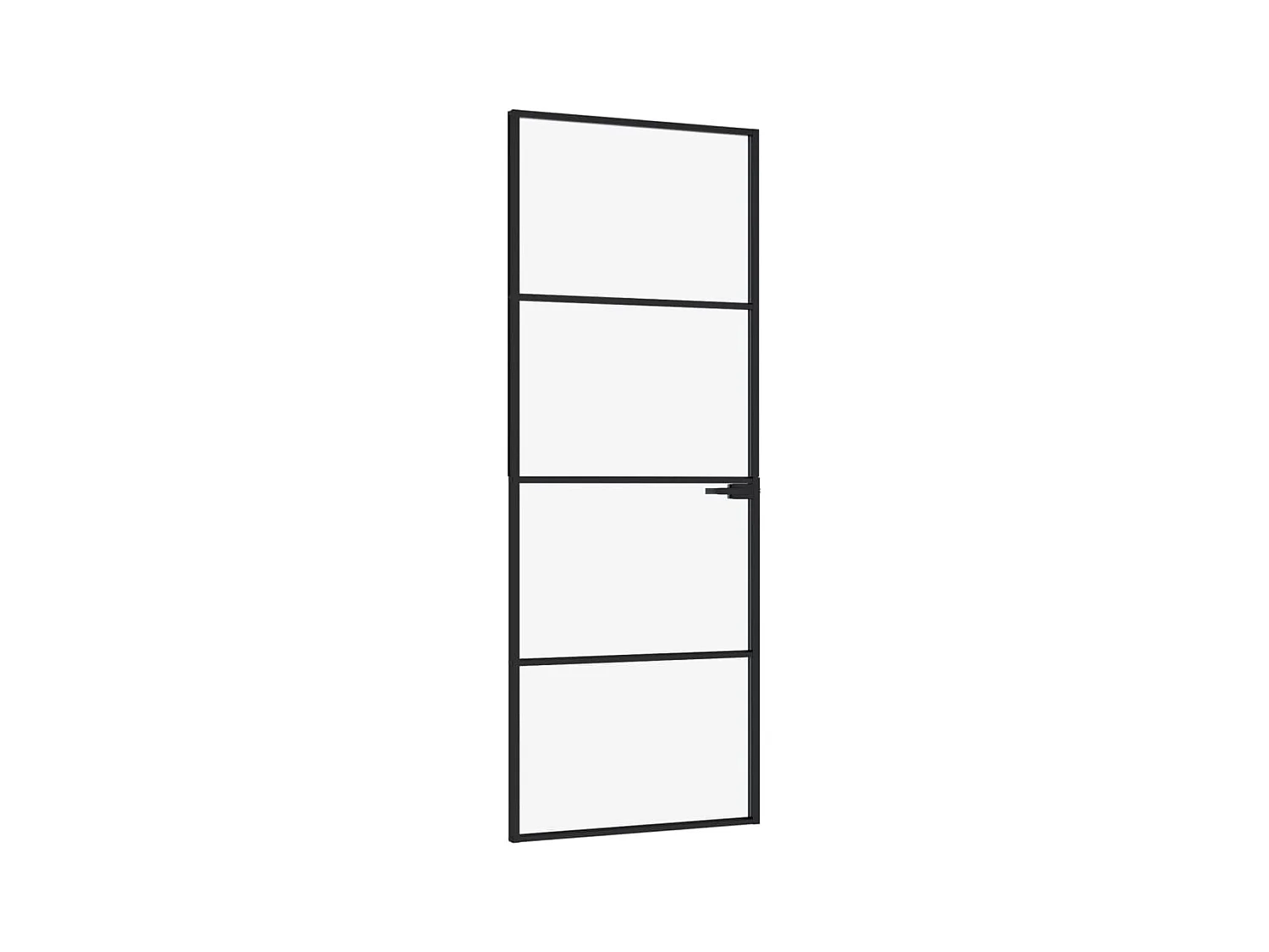 Binnendeur 76x201,5 cm gehard glas en aluminium smal zwart BE397557