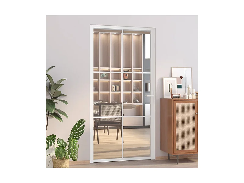 Puerta interior vidrio EGS y aluminio blanco 102,5x201,5 cm ES306897
