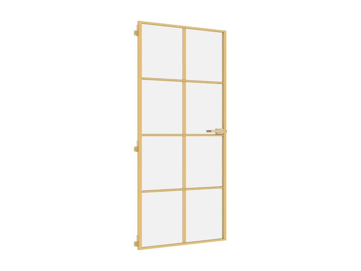 Binnendeur smal 93x201,5 cm gehard glas en aluminium goudkleur BE368926