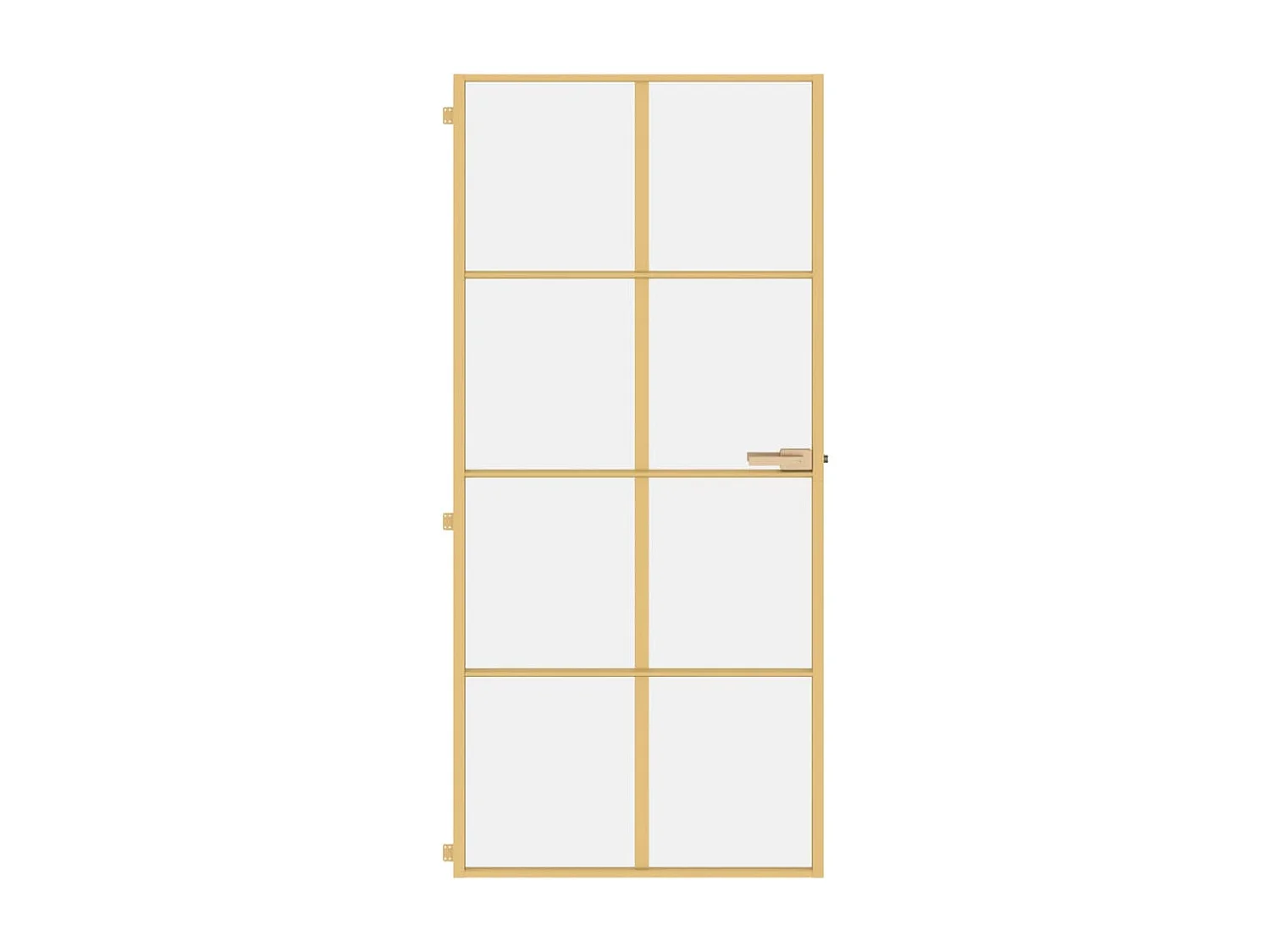 Binnendeur smal 93x201,5 cm gehard glas en aluminium goudkleur BE368926