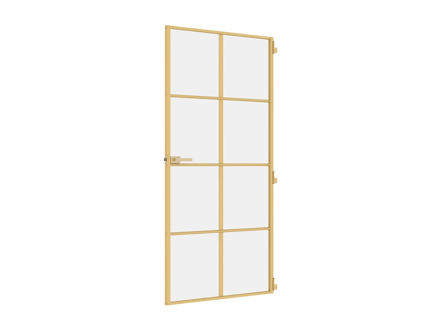 Binnendeur smal 93x201,5 cm gehard glas en aluminium goudkleur BE368926