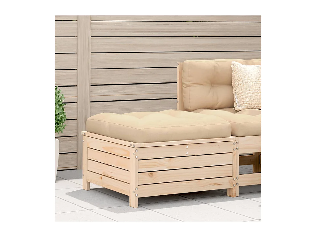 Repose-pied de jardin avec coussin bois de pin massif FR166610