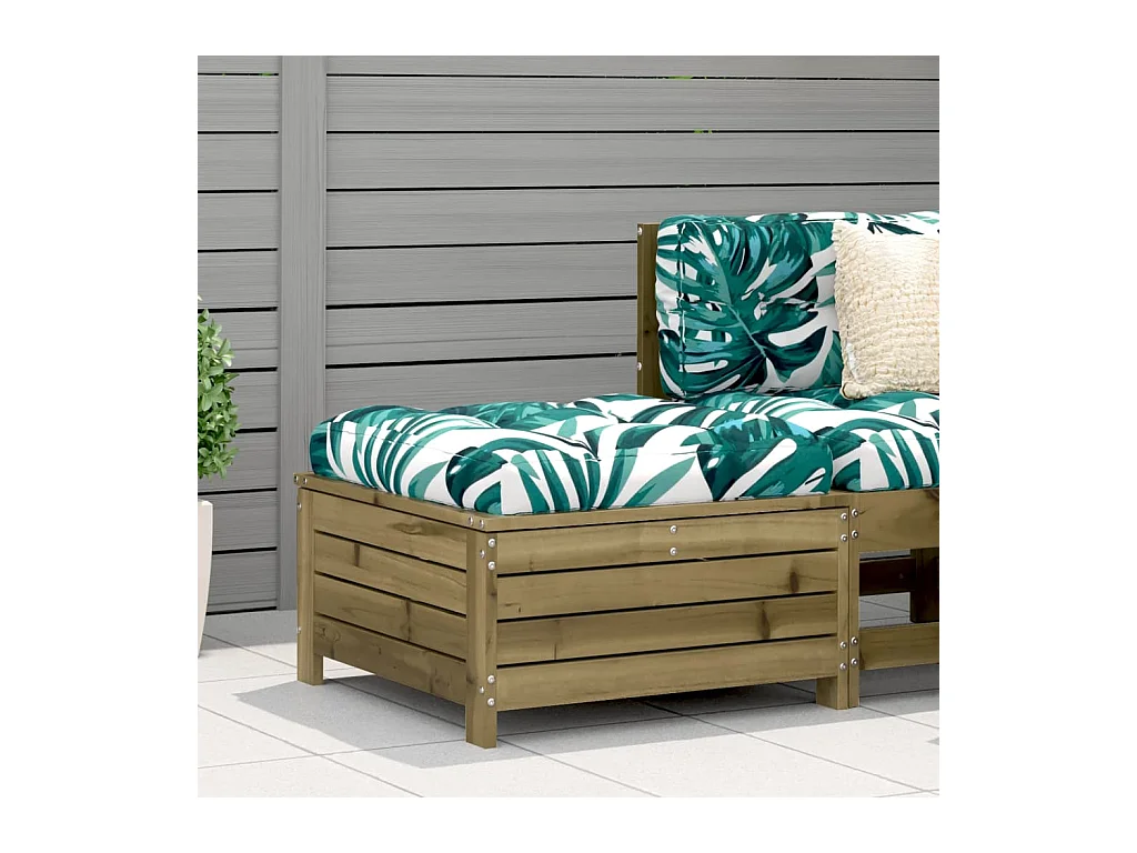 Repose-pied de jardin avec coussin bois de pin imprégné FR236139