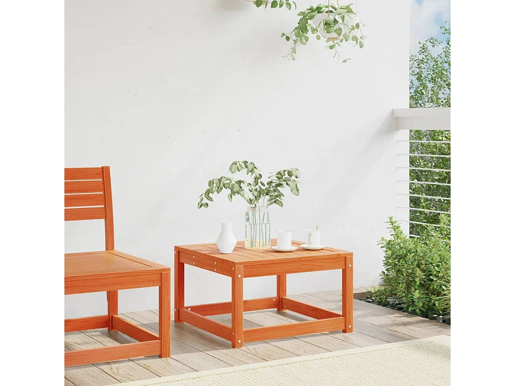 Repose-pied de jardin cire marron bois de pin massif FR979826