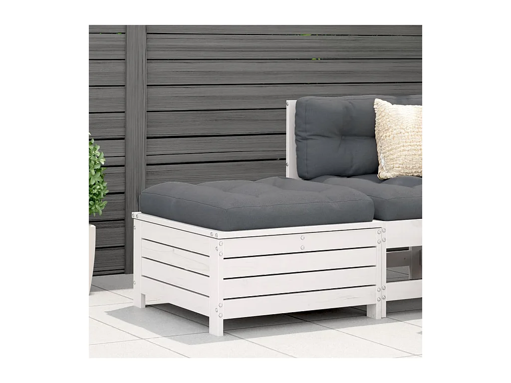 Repose-pied de jardin blanc 62x63,5x32 cm bois de pin massif FR863429