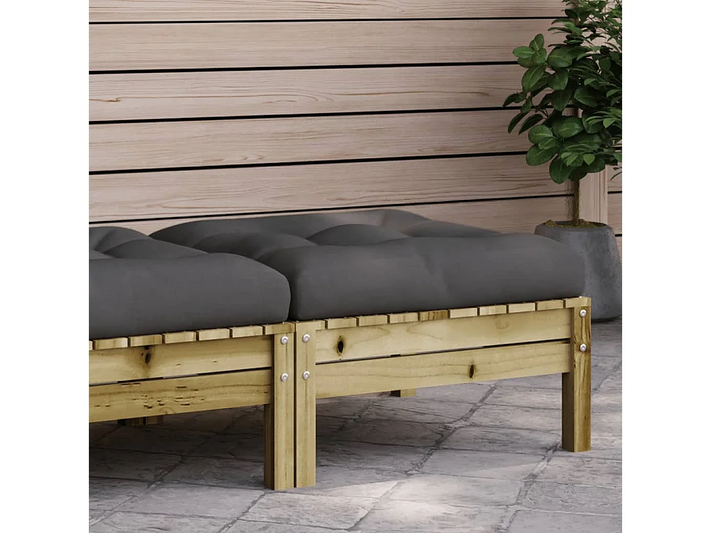 Repose-pied de jardin avec coussin bois de pin imprégné FR894388