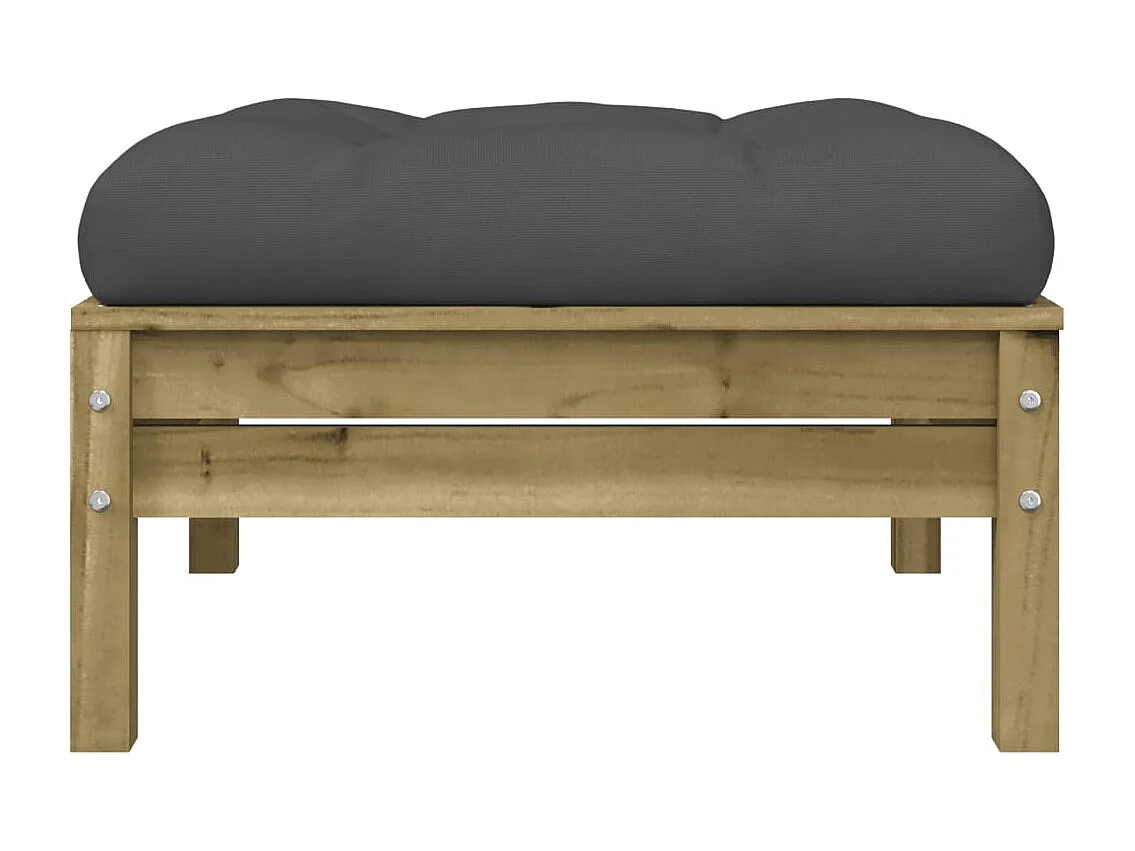 Repose-pied de jardin avec coussin bois de pin imprégné FR894388
