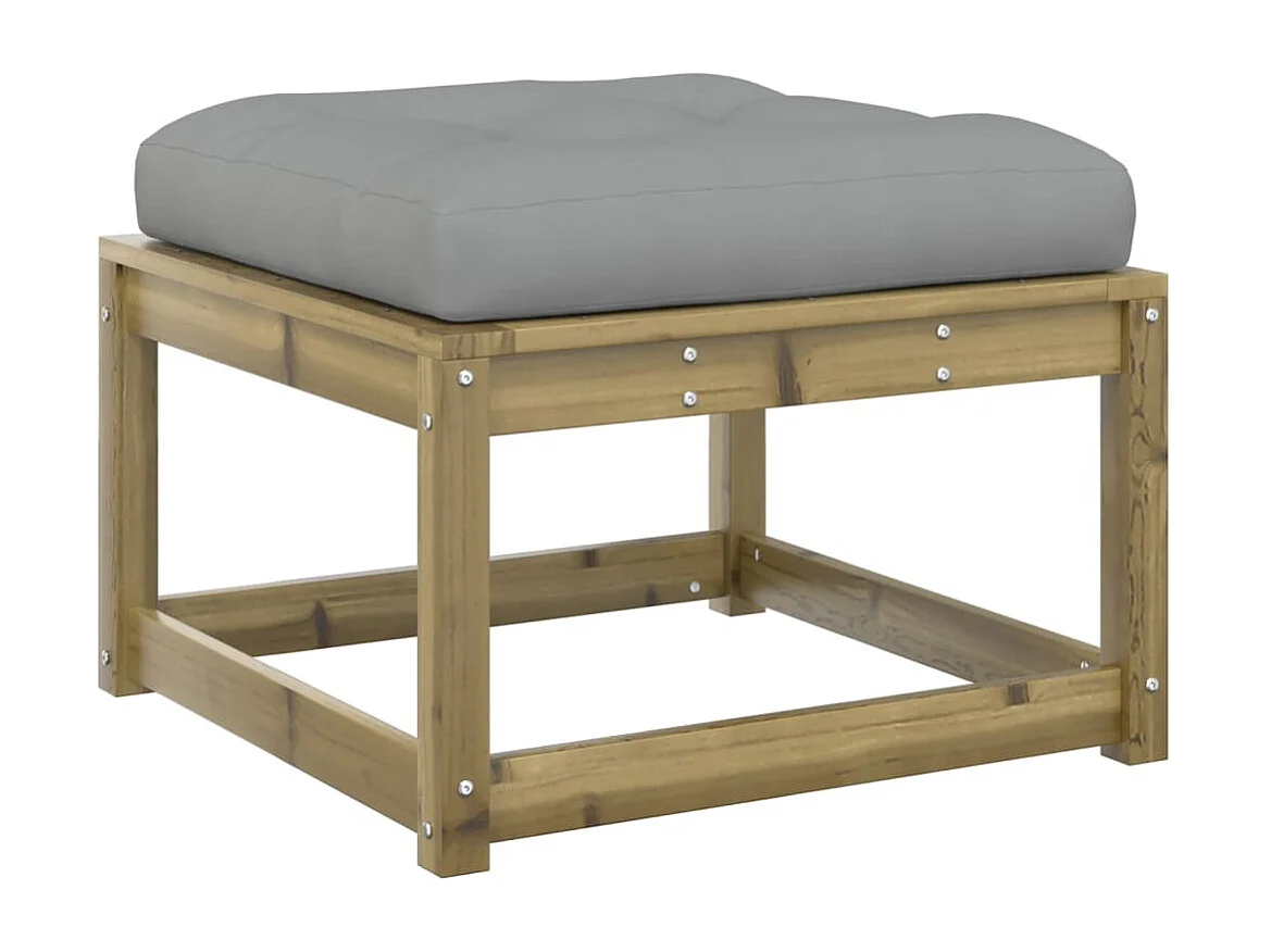 Repose-pied de jardin avec coussins bois de pin imprégné FR783362