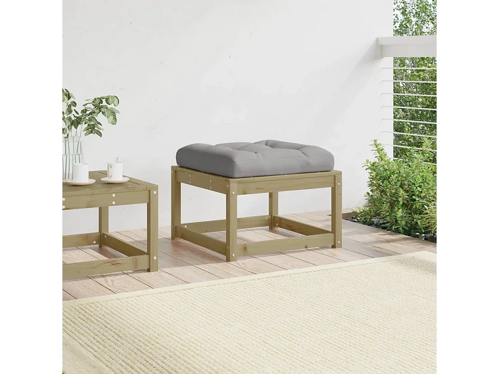 Repose-pied de jardin avec coussins bois de pin imprégné FR783362