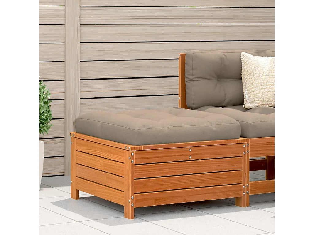 Taburete de jardín madera de pino marrón cera 62x63,5x32 cm ES732584