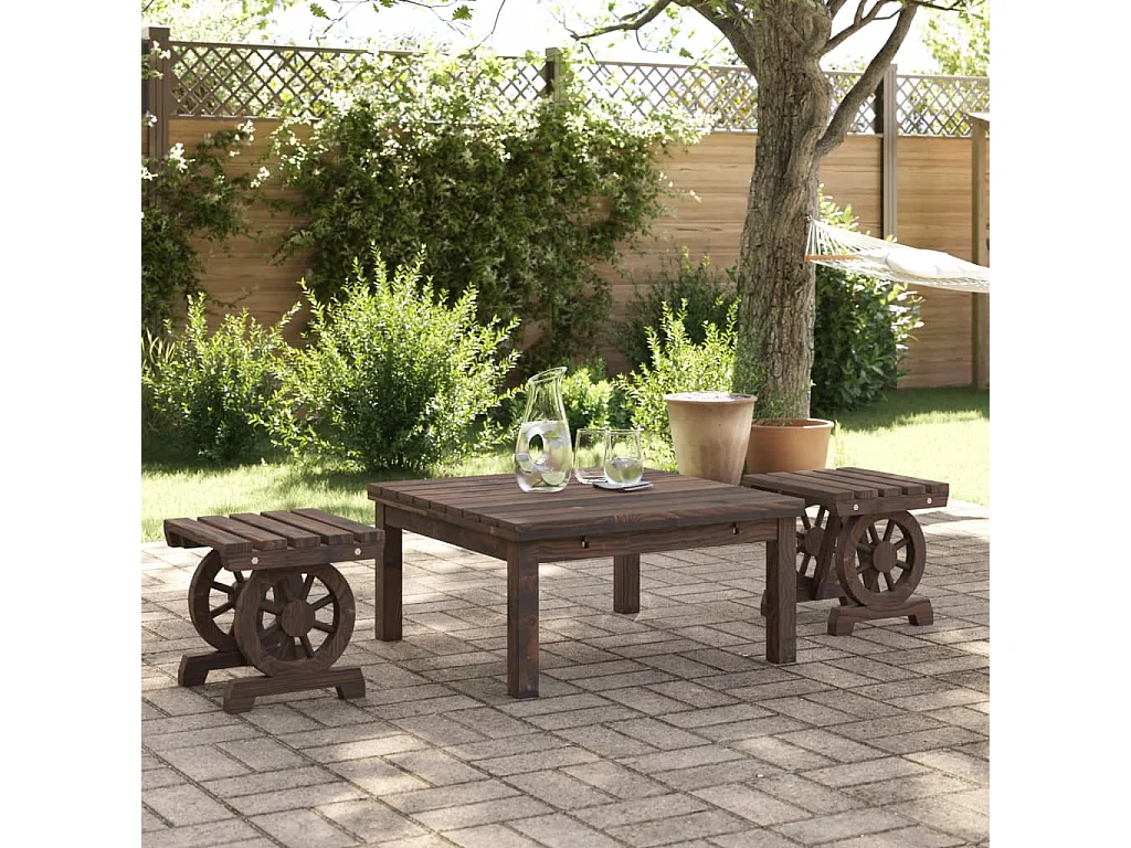 Lot de 2 Repose-pieds de jardin bois de sapin massif FR128405