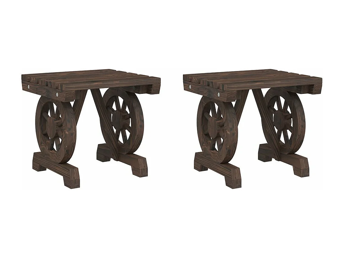 Lot de 2 Repose-pieds de jardin bois de sapin massif FR128405