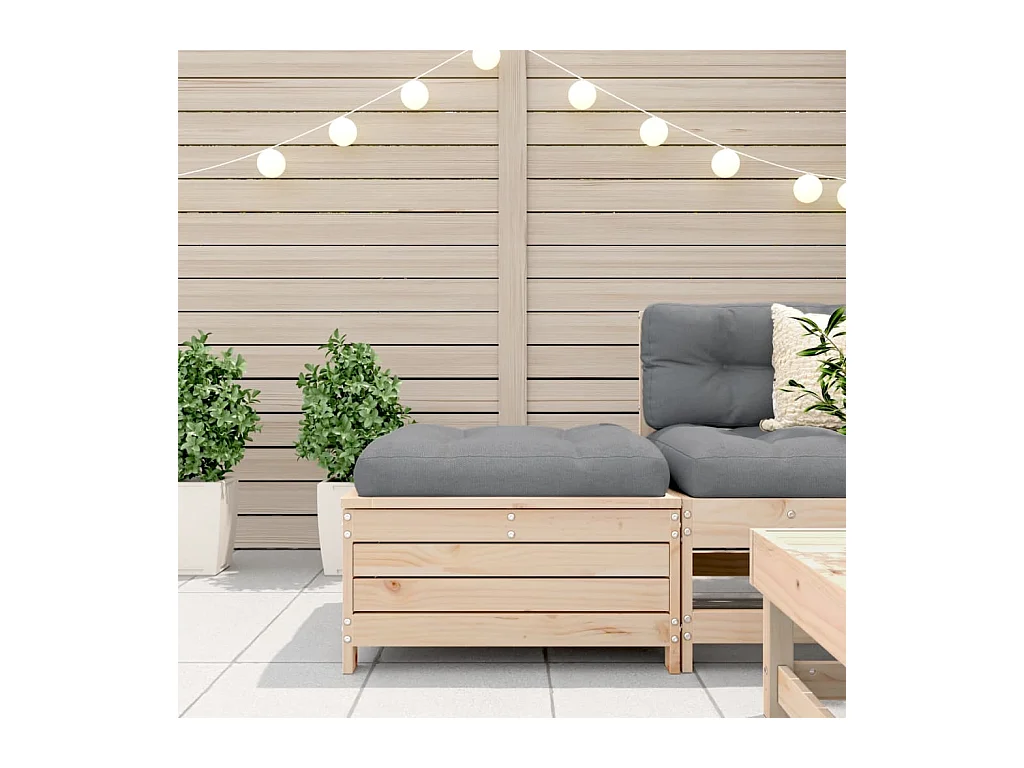 Repose-pied de jardin avec coussin bois de pin massif FR126075