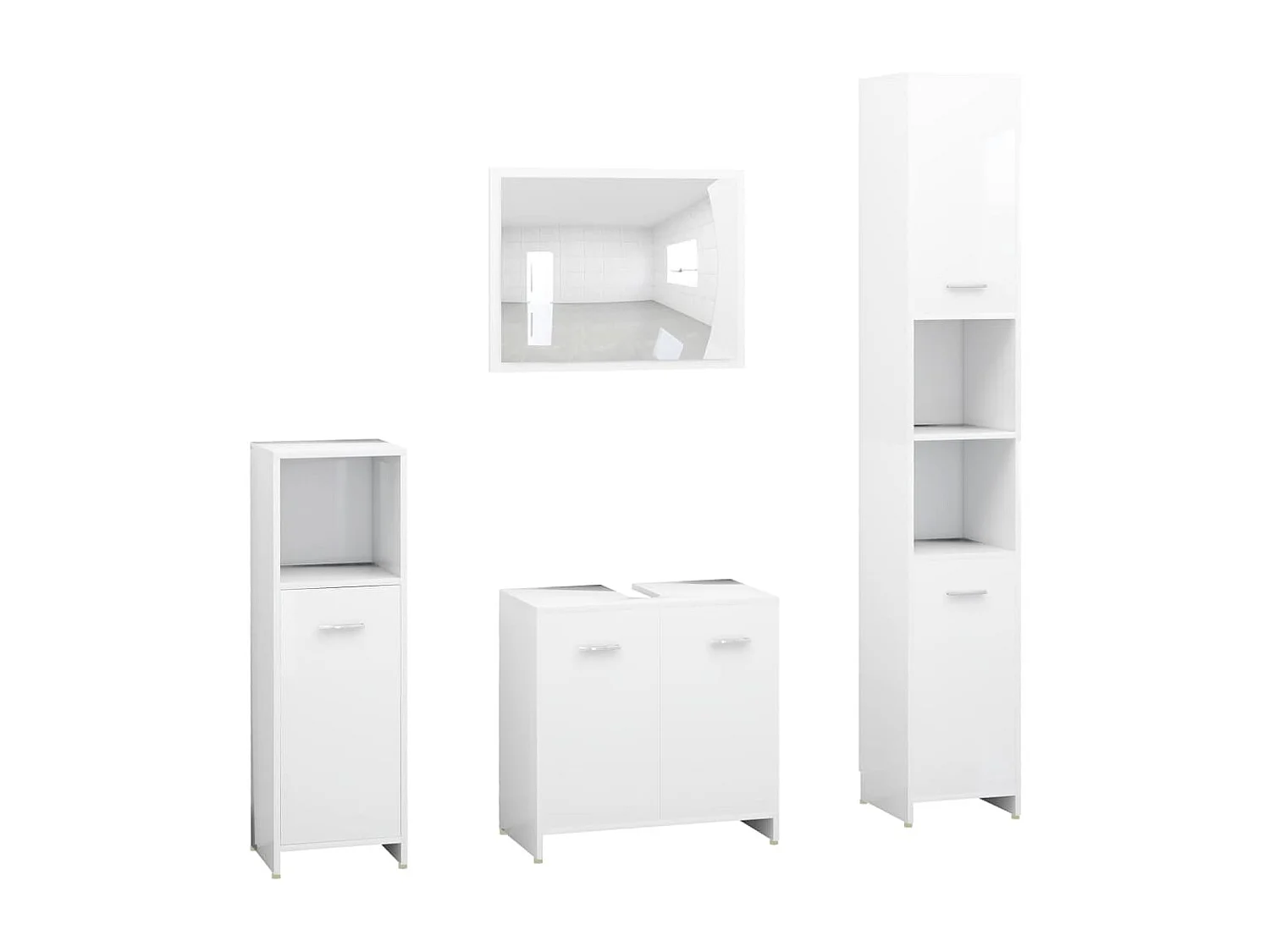 4 pcs conjunto de móveis de casa de banho contraplacado branco PT925880