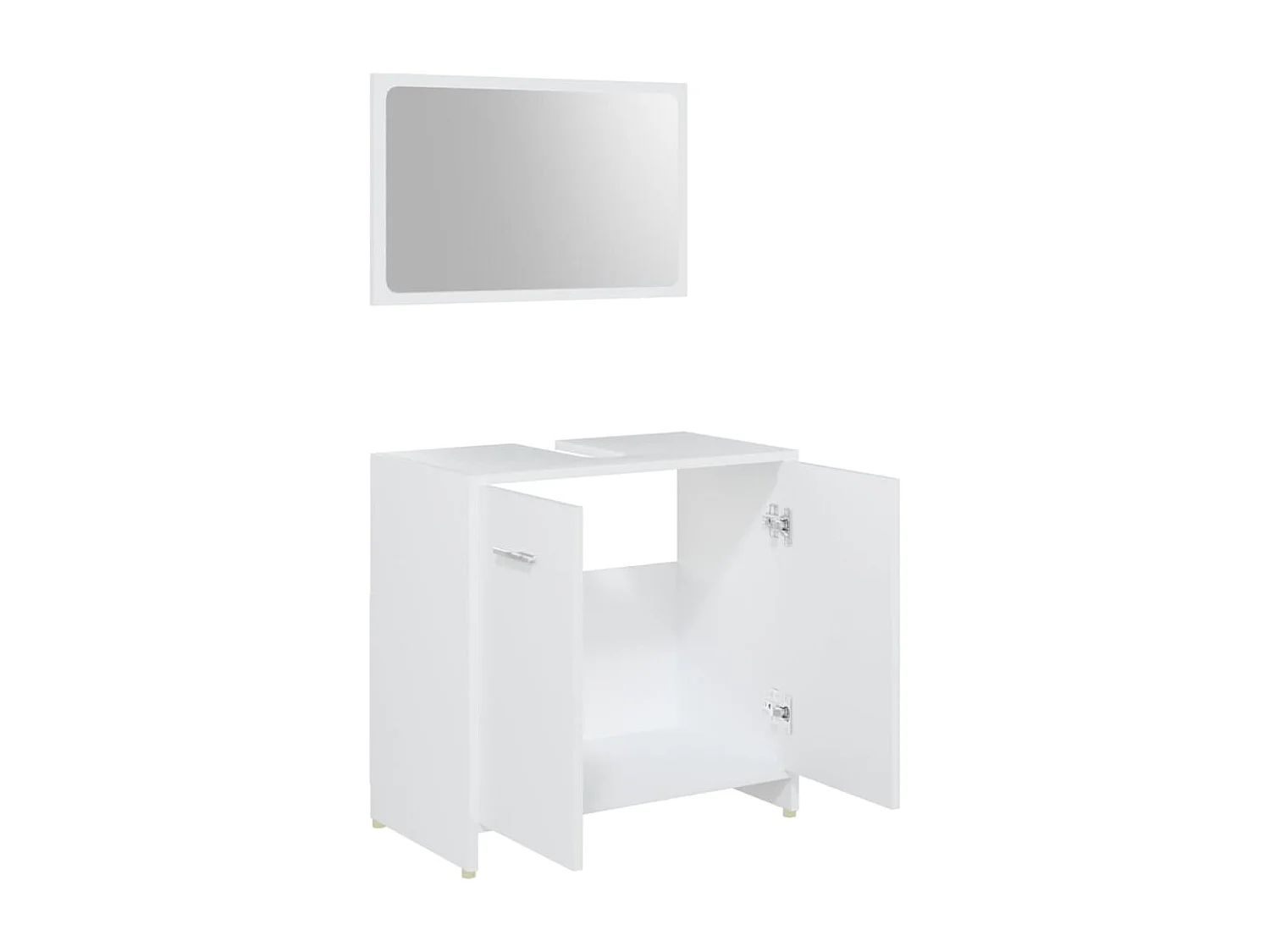 4 pcs conjunto de móveis de casa de banho contraplacado branco PT925880