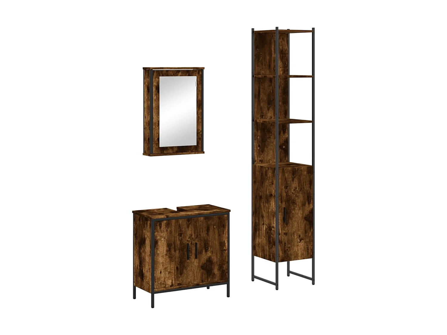 Ensemble de meubles salle de bain 3 pcs Chêne fumé FR28262