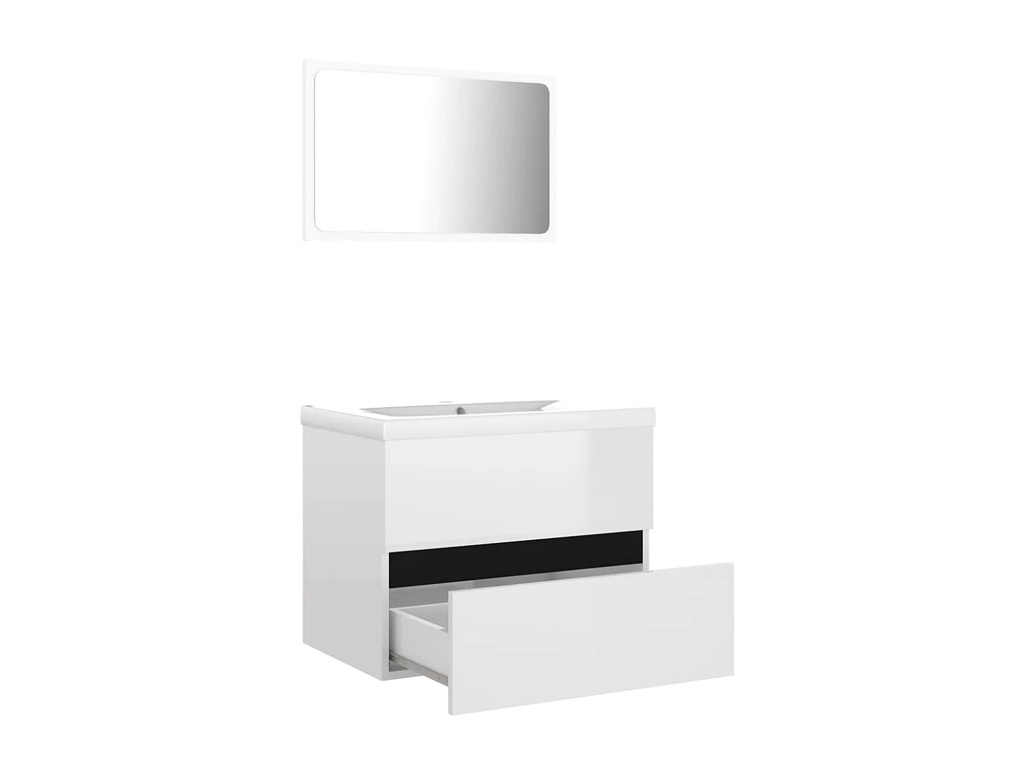 Juego de muebles de baño madera de ingeniería blanco brillo ES618209