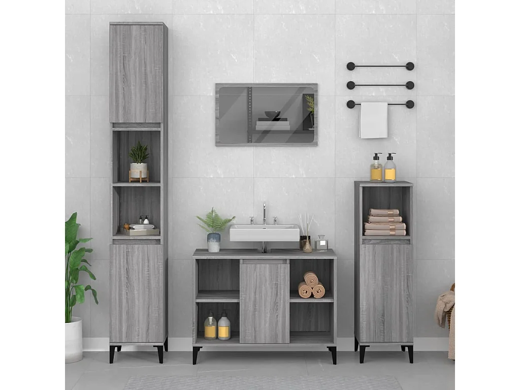 Ensemble de meubles salle de bain 3 pcs Sonoma gris FR85444