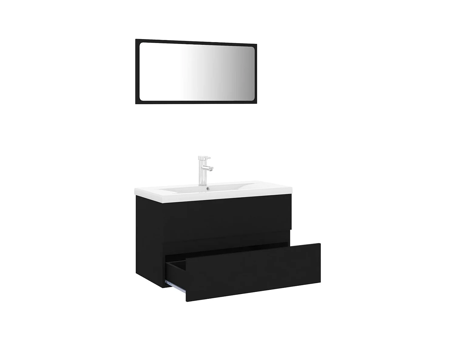 Juego de muebles de baño madera de ingeniería negro ES636495