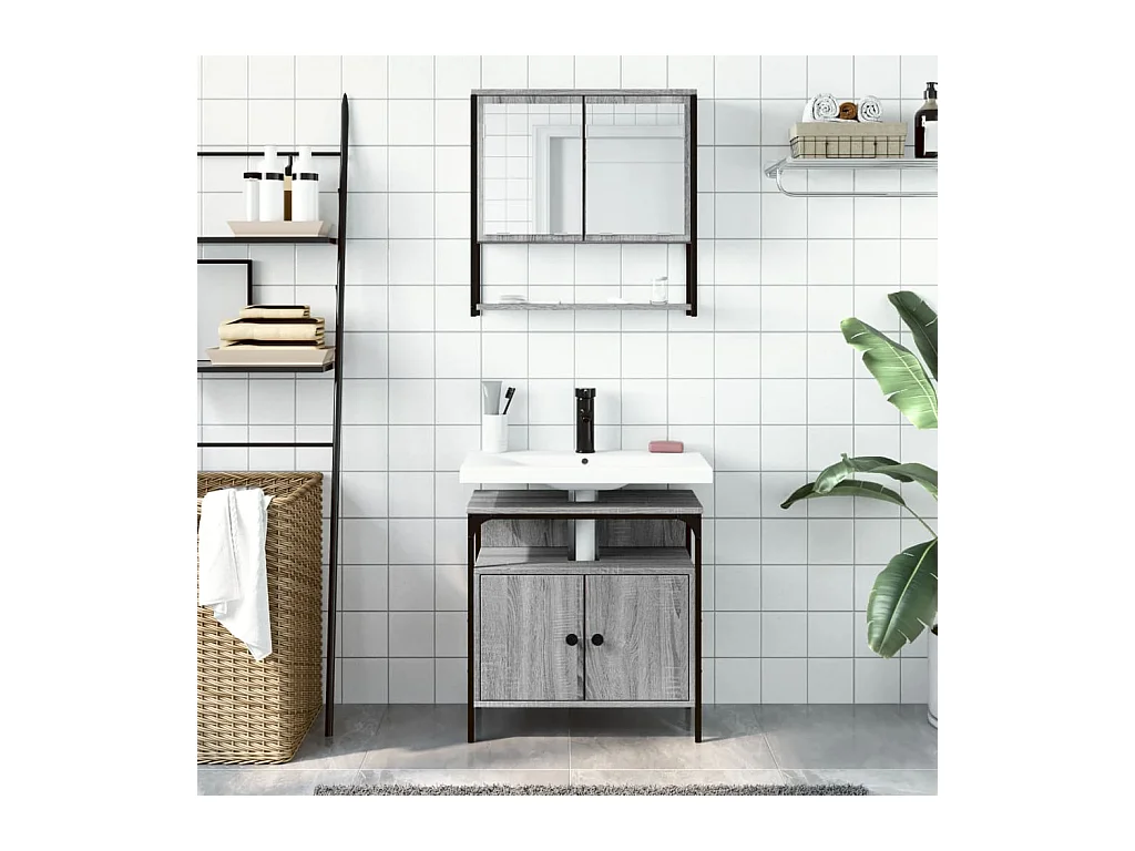 Ensemble de meubles salle de bain 2 pcs Sonoma gris FR27210