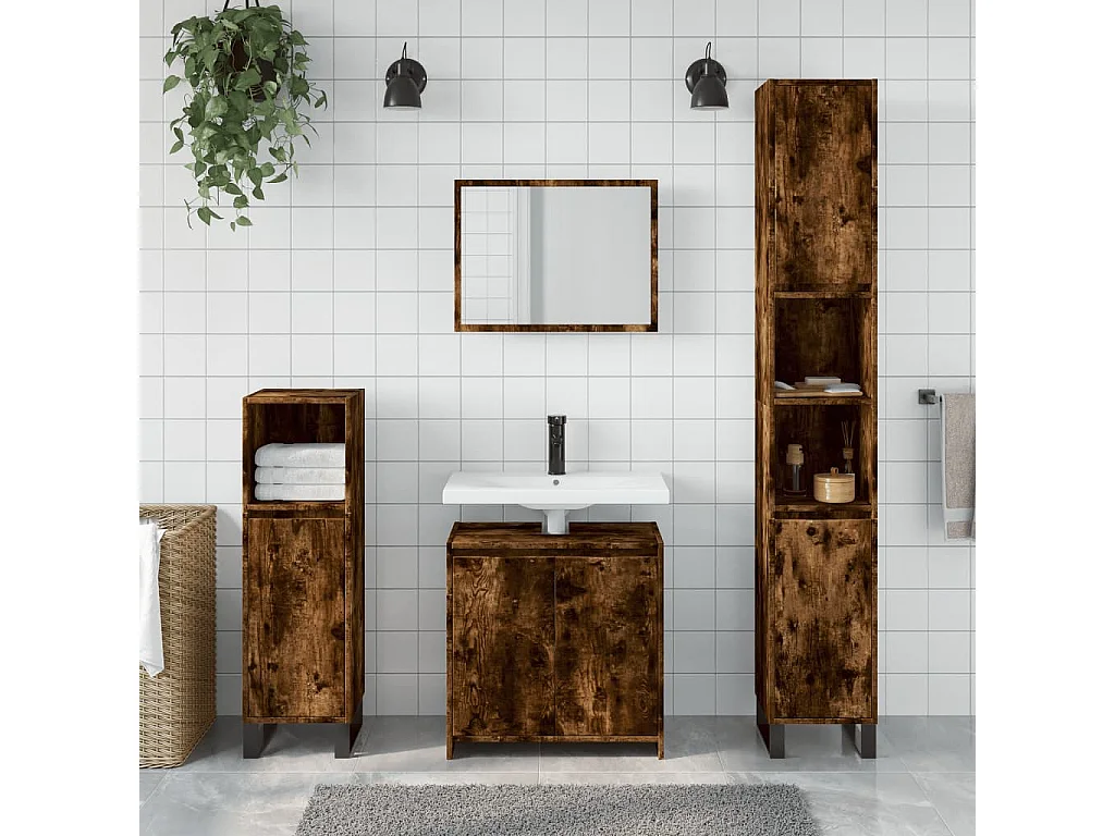 Ensemble de meubles salle de bain 2 pcs Chêne fumé FR36117