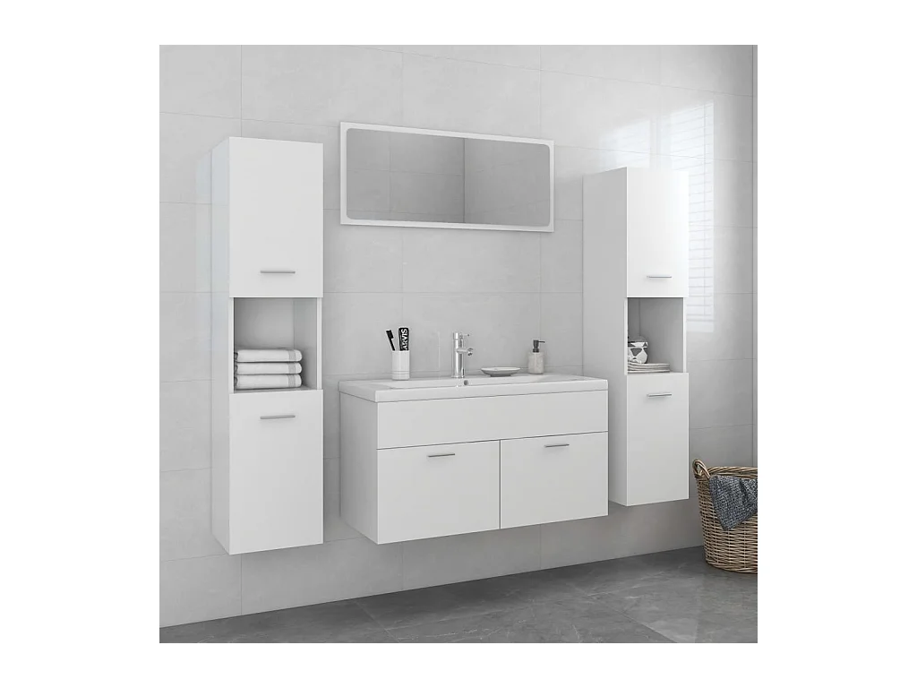 Juego de muebles de baño madera de ingeniería blanco ES424254