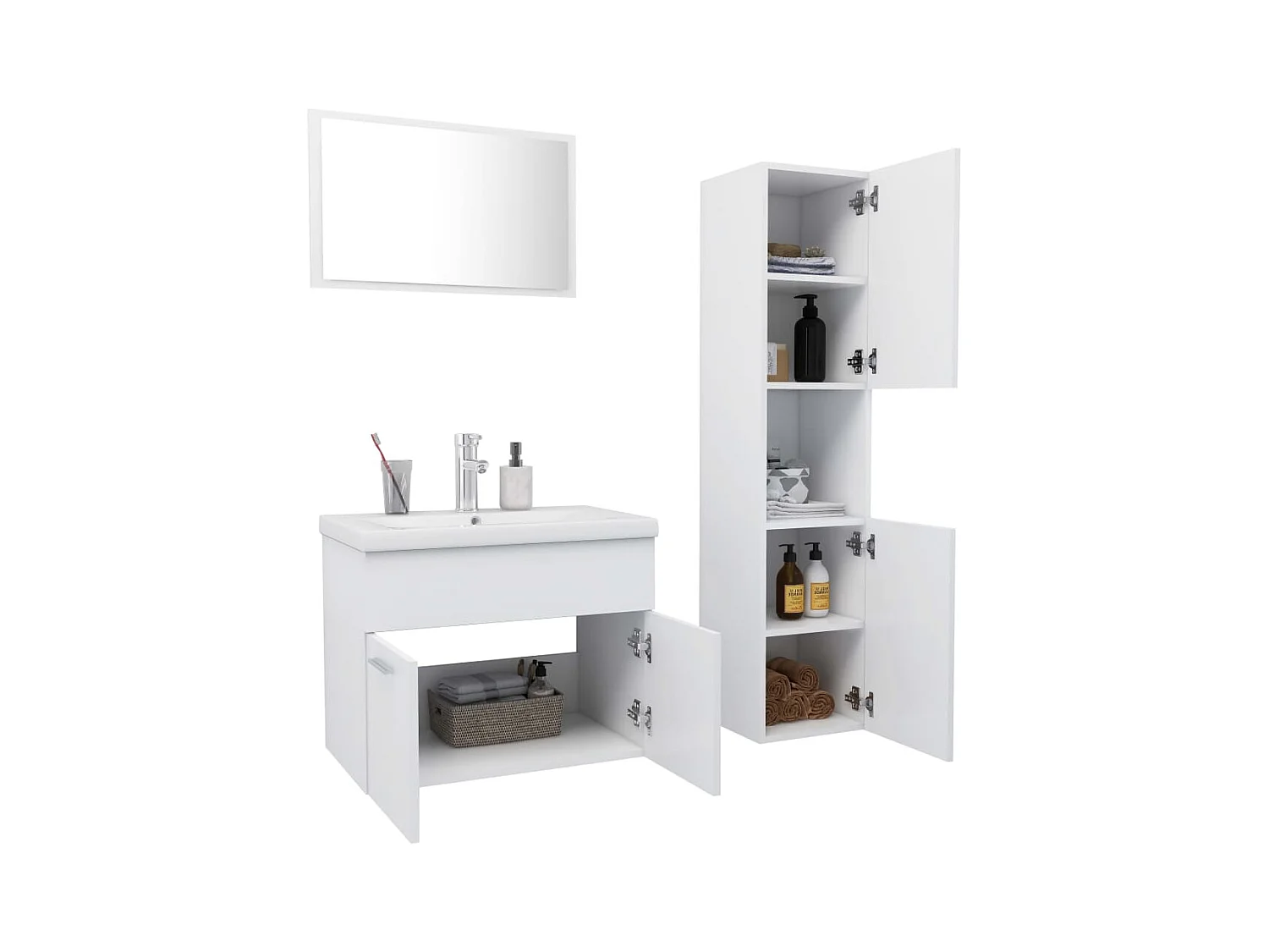 Ensemble de meubles salle de bain Blanc Aggloméré FR67035