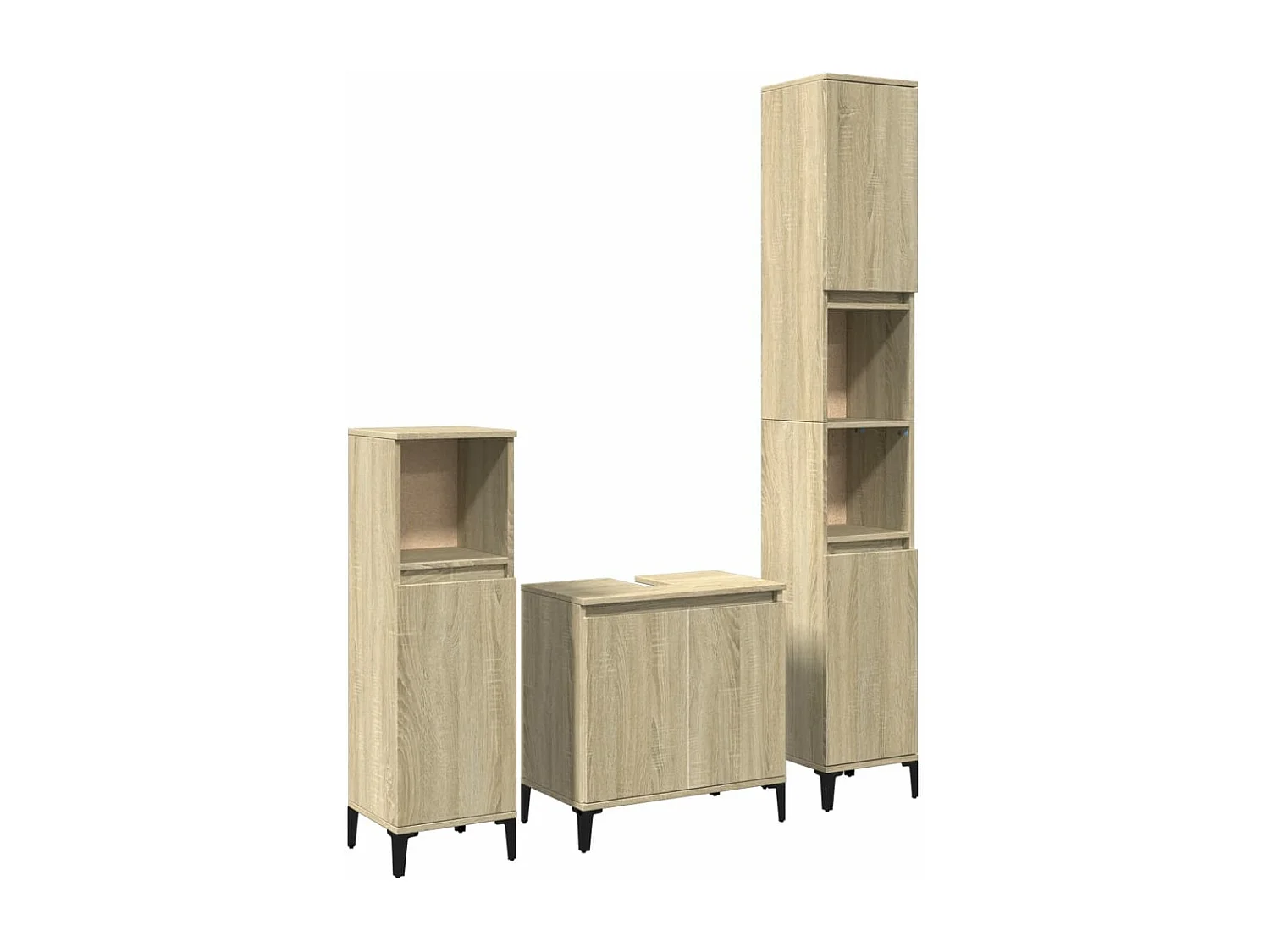 3 pcs conj. móveis casa banho derivados madeira carvalho sonoma PT403563